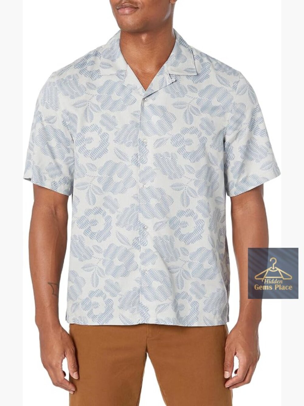 Men's Short Sleeve Floral Camp Collar Button Down Shirt